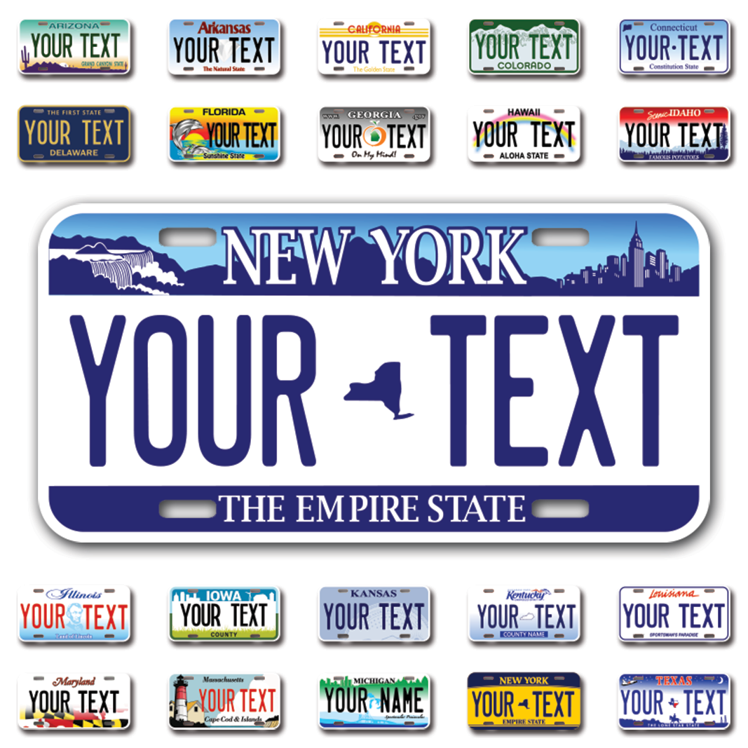 Personalize Car License Plates From All 50 USA States - 12"x6" - Ideal for Cars, Trucks and more