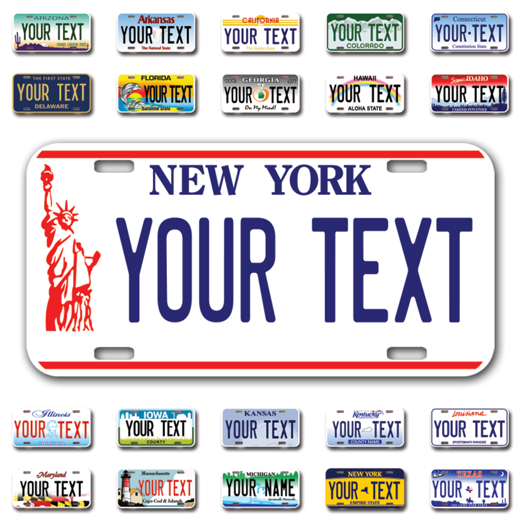 Personalize Car License Plates From All 50 USA States - 12"x6" - Ideal for Cars, Trucks and more