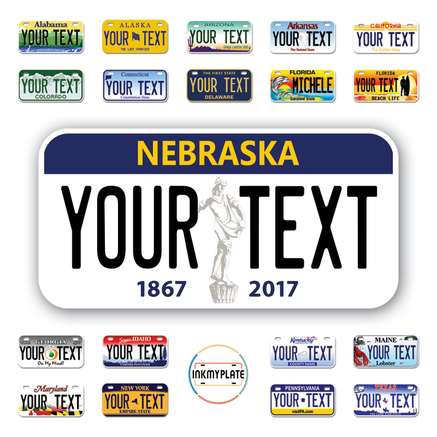 Personalize License Plates Vinyl Stickers From All 50 USA States - 6"x3" - Ideal for Toy Cars - Electric Kids Cars and more