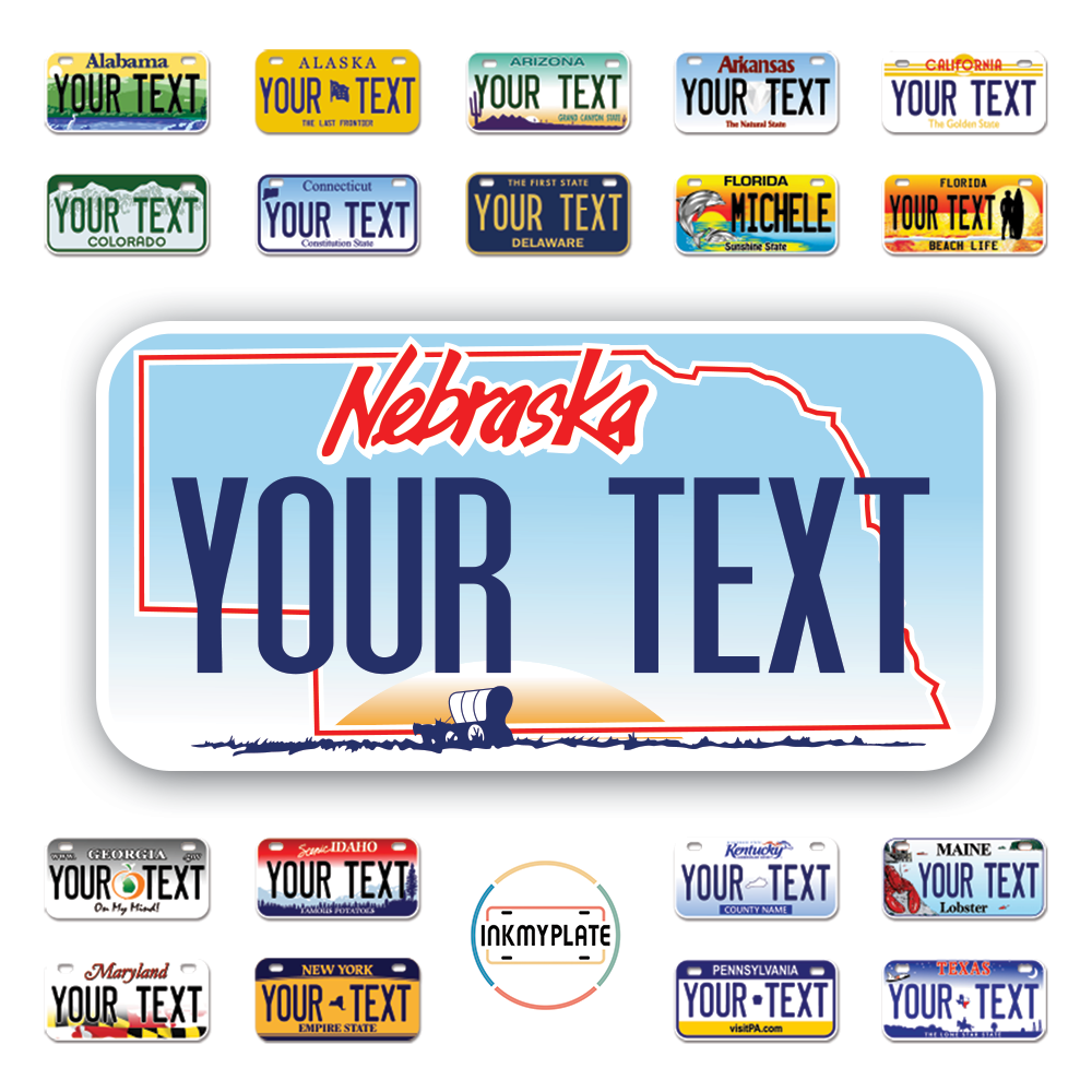 Personalize License Plates Vinyl Stickers From All 50 USA States - 6"x3" - Ideal for Toy Cars - Electric Kids Cars and more