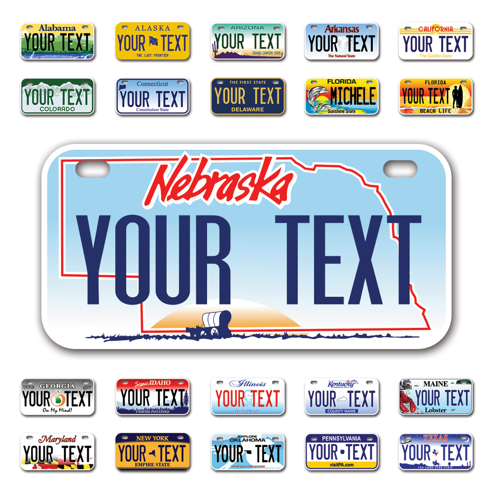 Personalize Bicycle License Plates from All 50 USA States - 6"x3" - Ideal for Bicycles, Tricycles, Wheelchairs, Toy Cars, Kids Cars and more