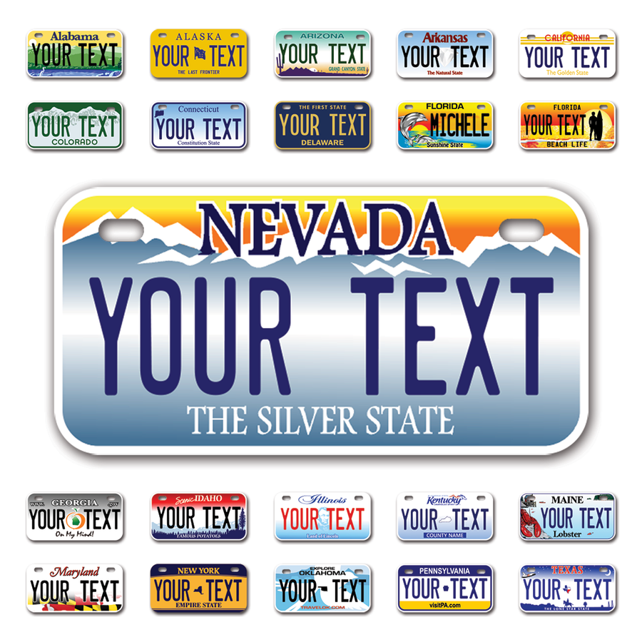 Personalize Bicycle License Plates from All 50 USA States - 6"x3" - Ideal for Bicycles, Tricycles, Wheelchairs, Toy Cars, Kids Cars and more