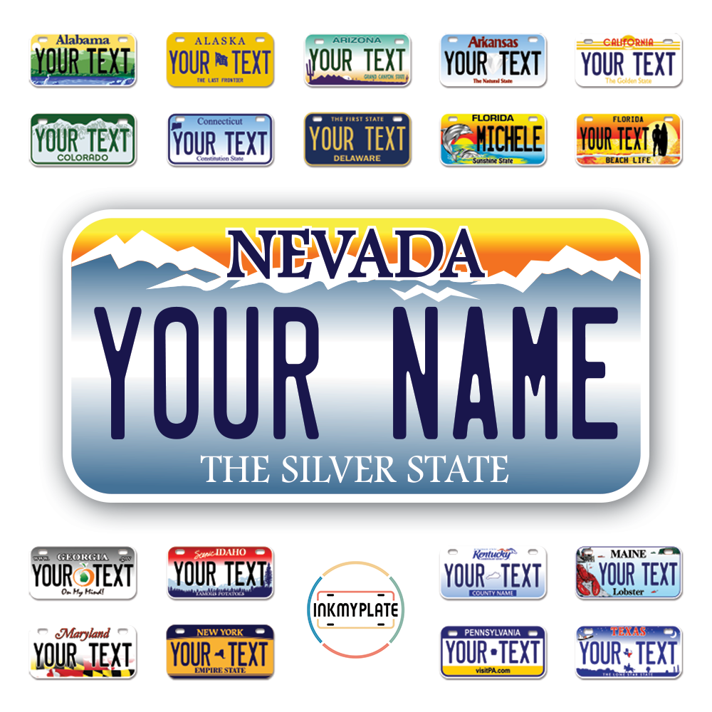 Personalize License Plates Vinyl Stickers From All 50 USA States - 6"x3" - Ideal for Toy Cars - Electric Kids Cars and more