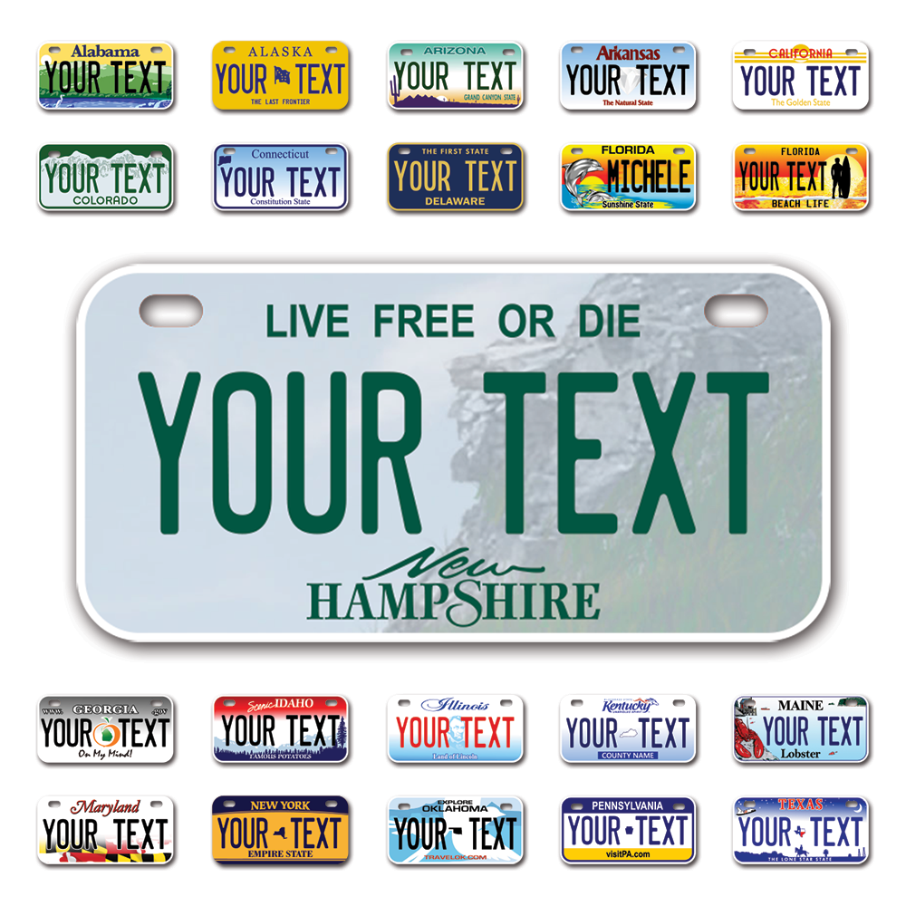 Personalize Bicycle License Plates from All 50 USA States - 6"x3" - Ideal for Bicycles, Tricycles, Wheelchairs, Toy Cars, Kids Cars and more