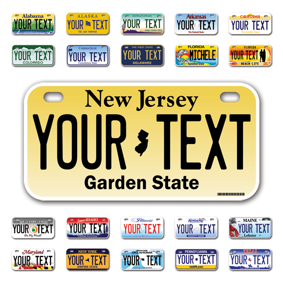 Personalize Bicycle License Plates from All 50 USA States - 6"x3" - Ideal for Bicycles, Tricycles, Wheelchairs, Toy Cars, Kids Cars and more