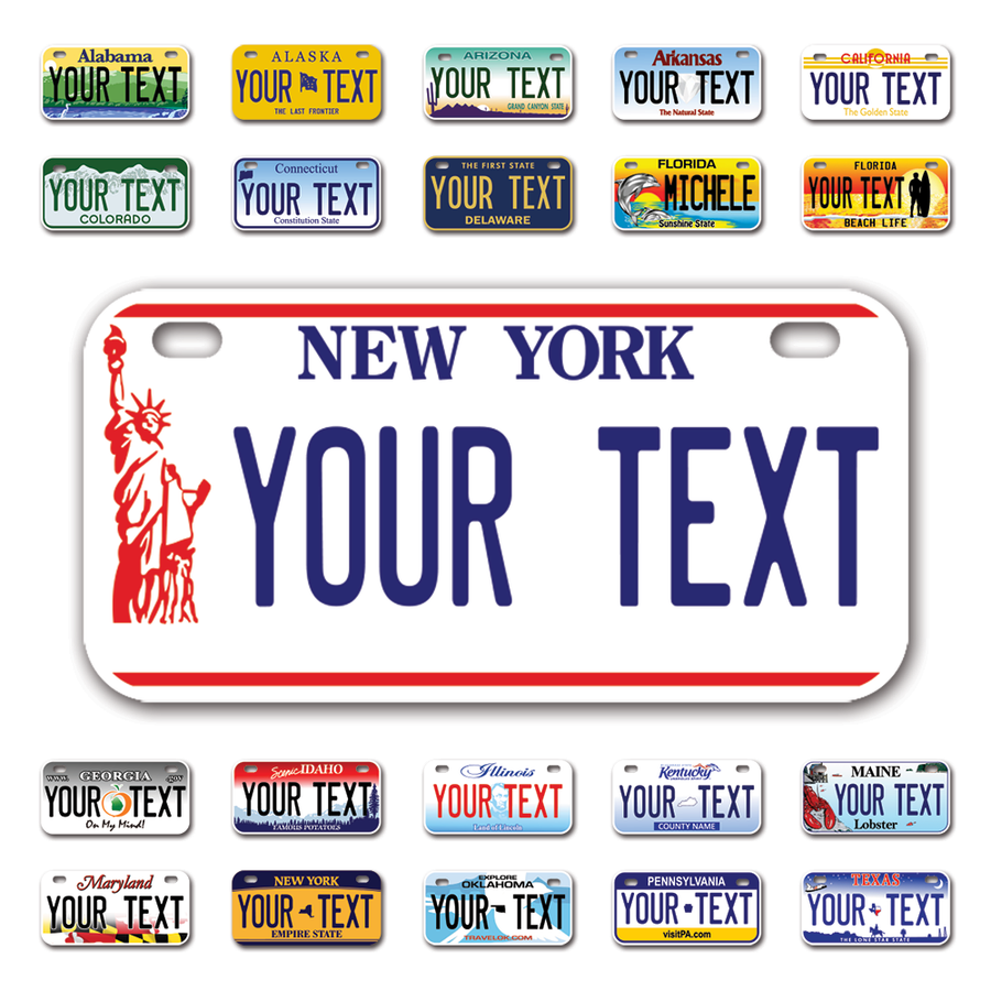 Personalize Bicycle License Plates from All 50 USA States - 6"x3" - Ideal for Bicycles, Tricycles, Wheelchairs, Toy Cars, Kids Cars and more