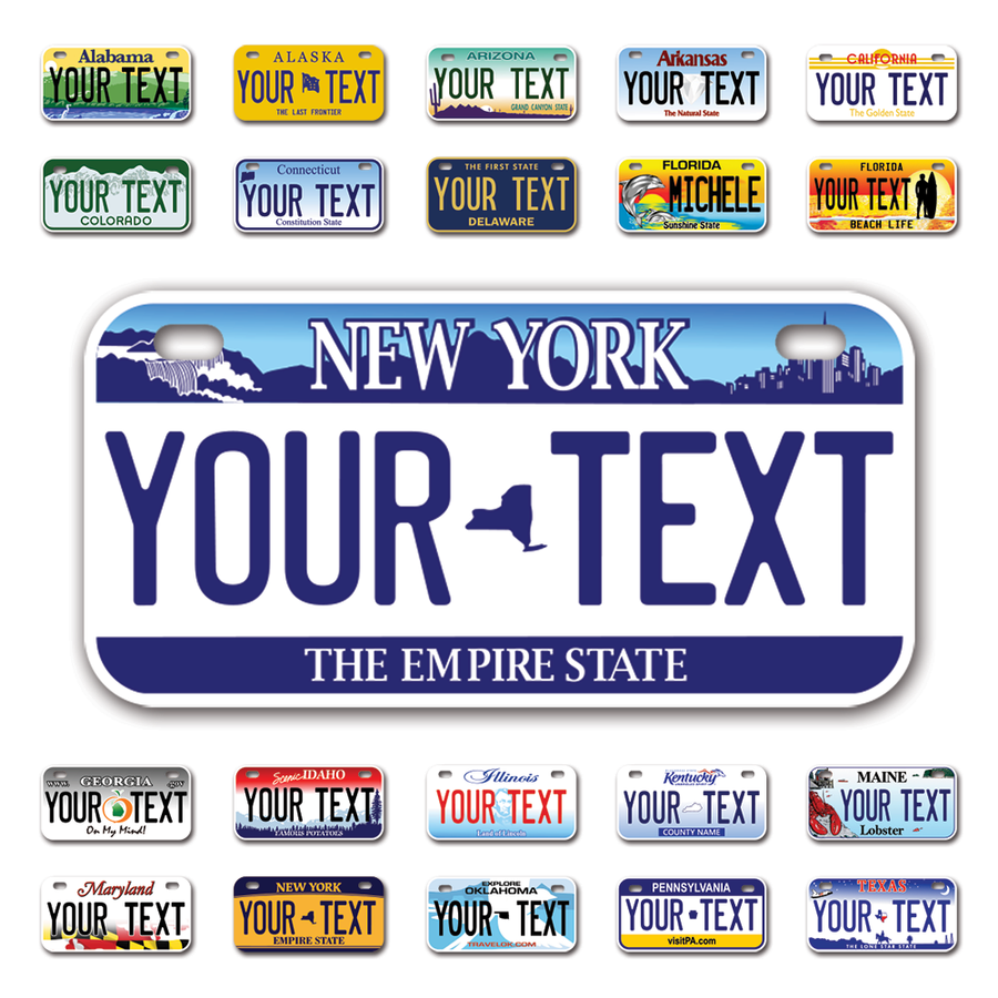 Personalize Bicycle License Plates from All 50 USA States - 6"x3" - Ideal for Bicycles, Tricycles, Wheelchairs, Toy Cars, Kids Cars and more