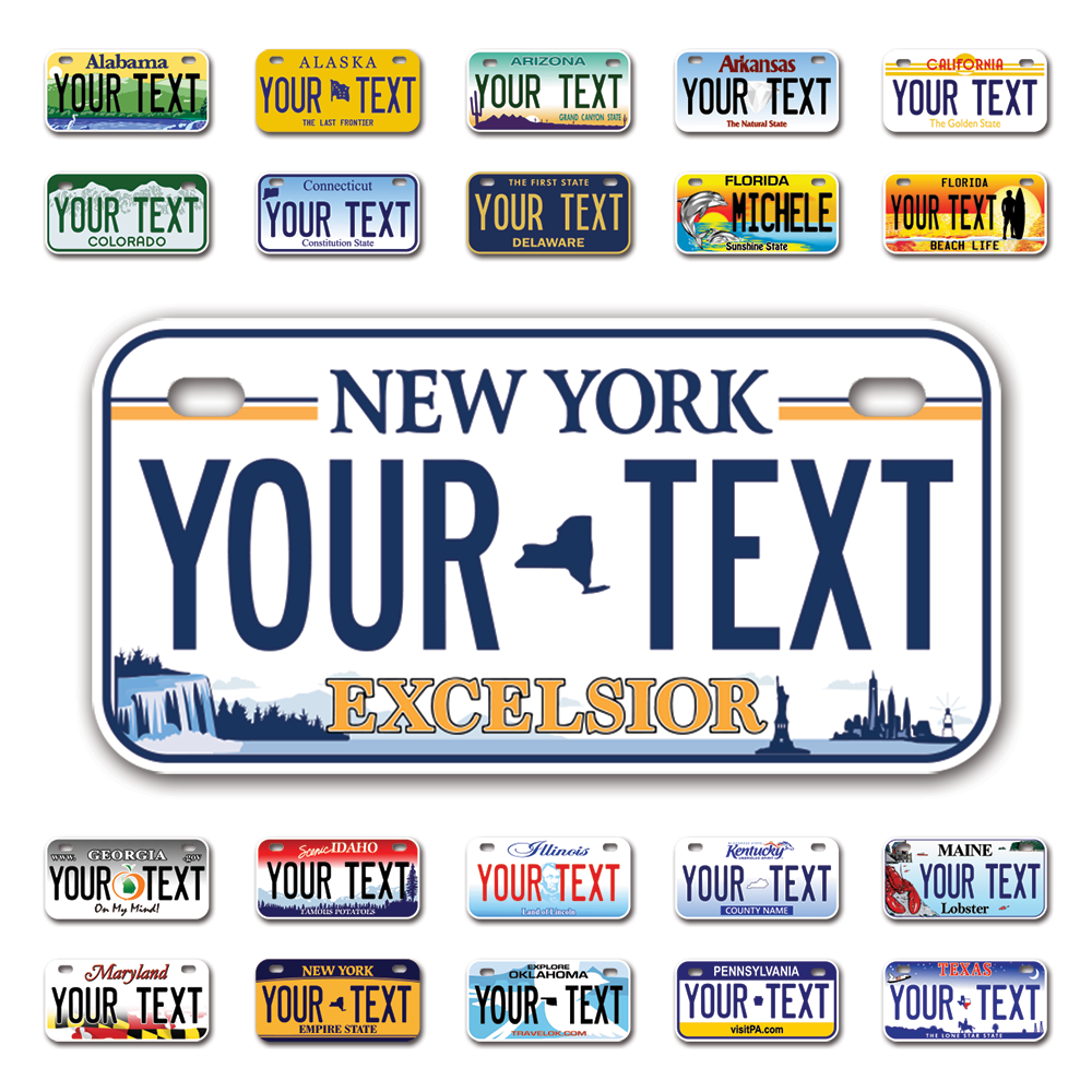 Personalize Bicycle License Plates from All 50 USA States - 6"x3" - Ideal for Bicycles, Tricycles, Wheelchairs, Toy Cars, Kids Cars and more