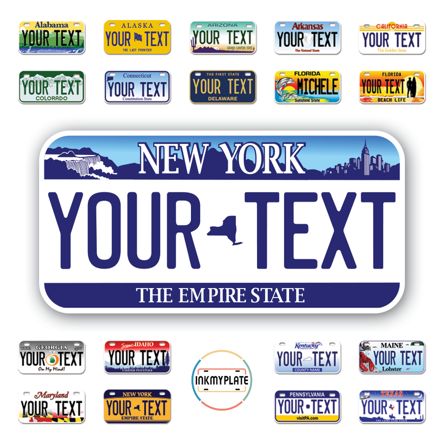 Personalize License Plates Vinyl Stickers From All 50 USA States - 6"x3" - Ideal for Toy Cars - Electric Kids Cars and more