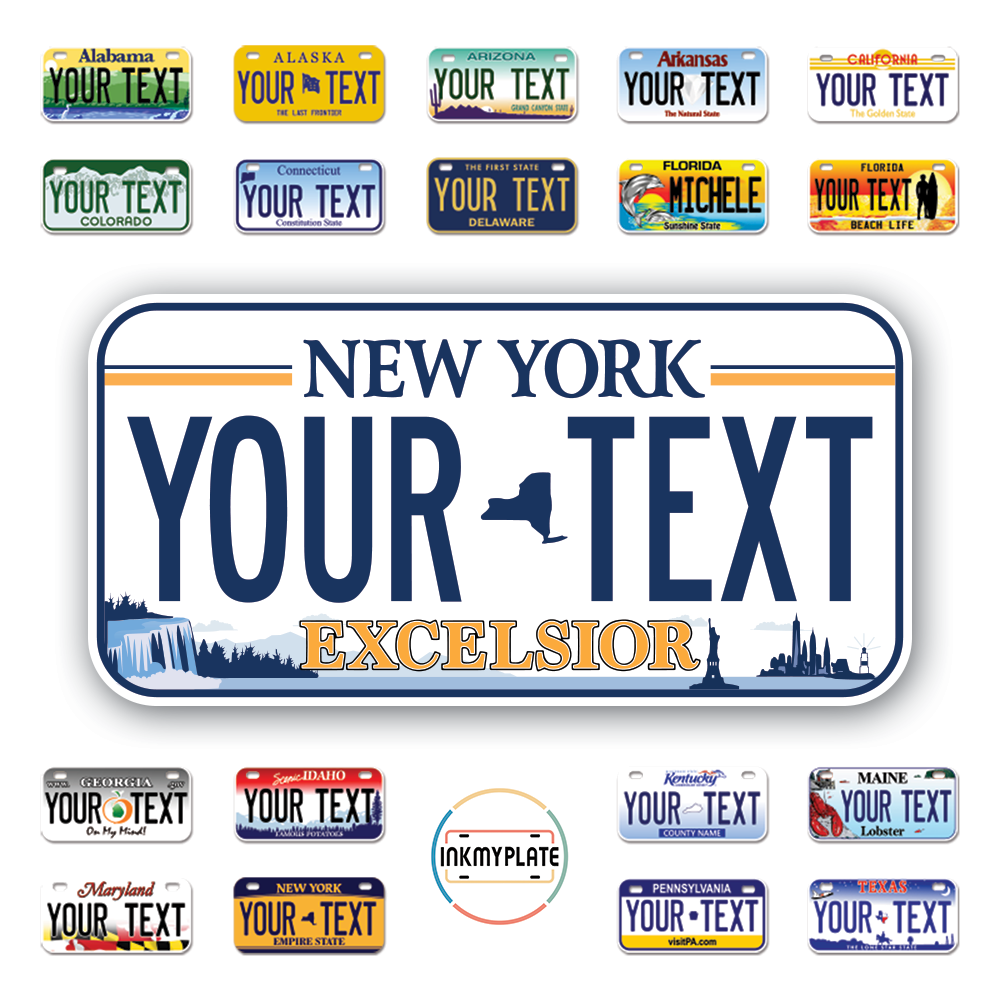 Personalize License Plates Vinyl Stickers From All 50 USA States - 6"x3" - Ideal for Toy Cars - Electric Kids Cars and more