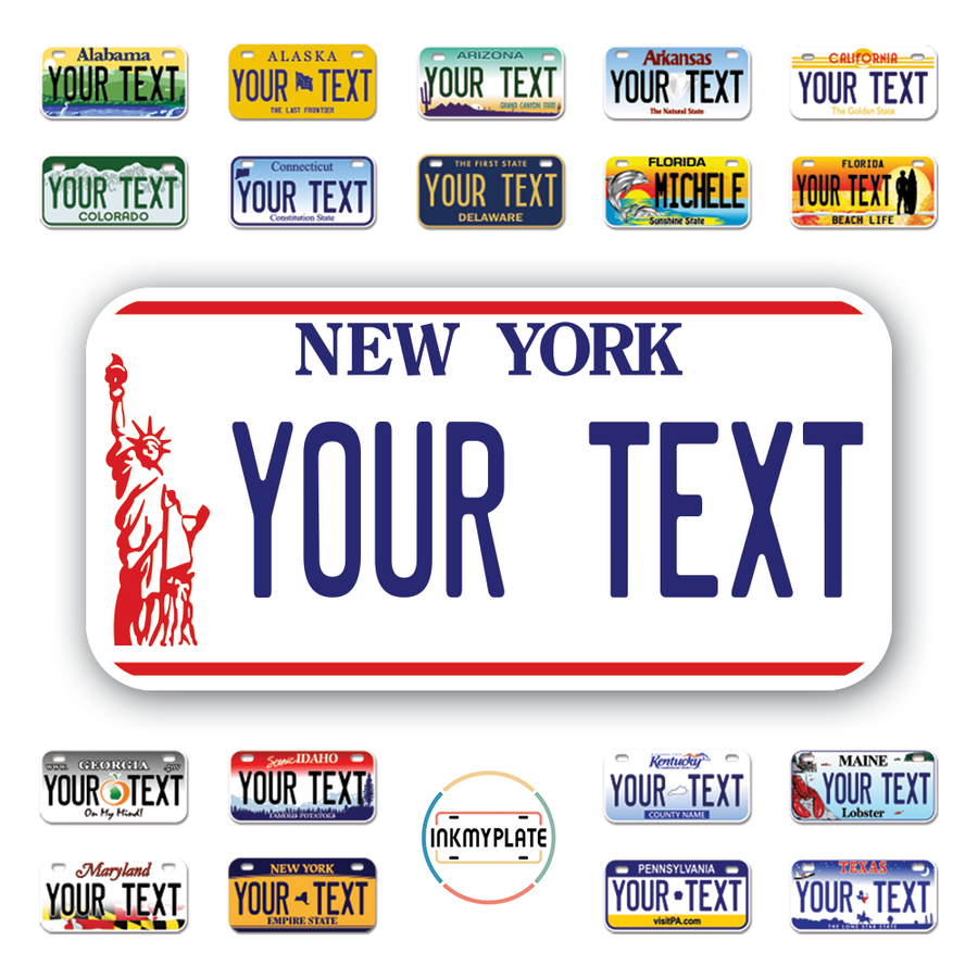 Personalize License Plates Vinyl Stickers From All 50 USA States - 6"x3" - Ideal for Toy Cars - Electric Kids Cars and more