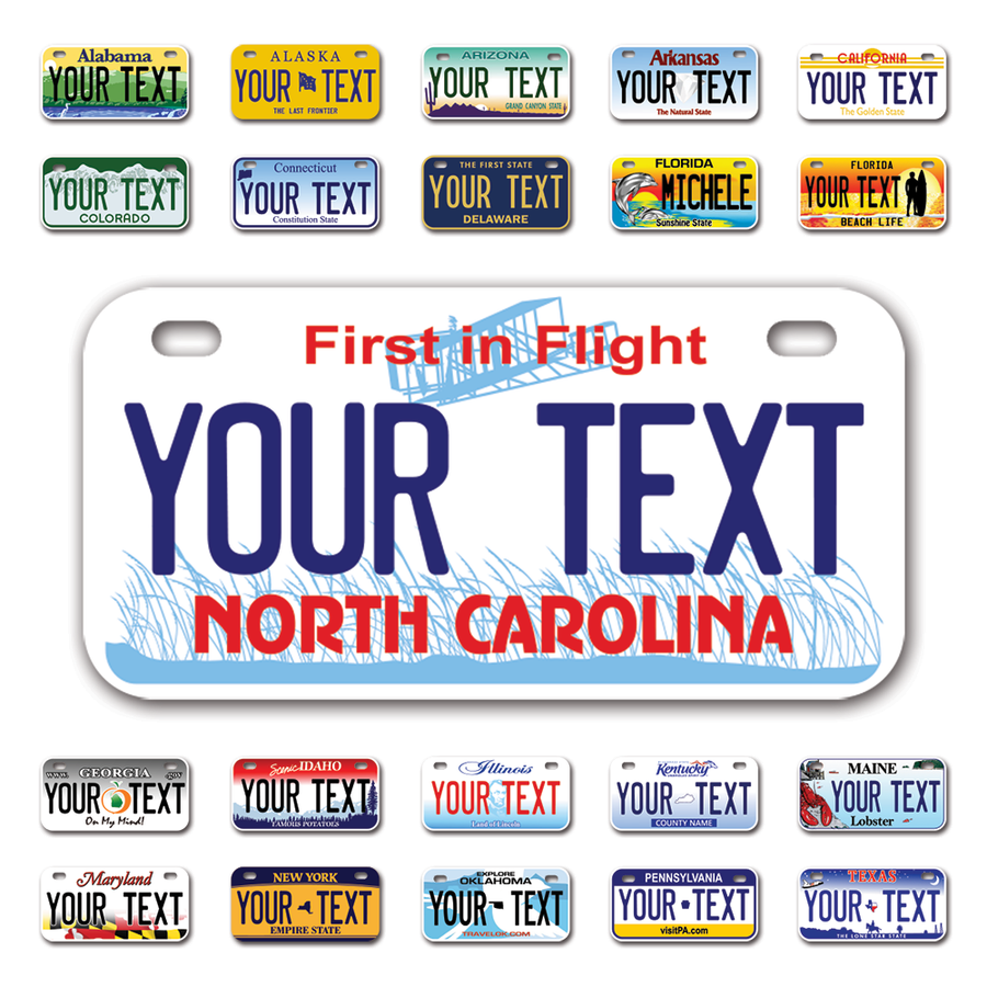 Personalize Bicycle License Plates from All 50 USA States - 6"x3" - Ideal for Bicycles, Tricycles, Wheelchairs, Toy Cars, Kids Cars and more