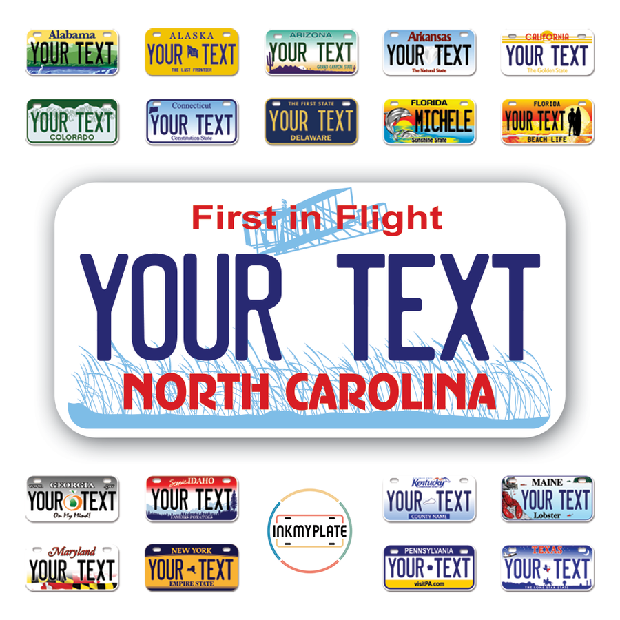 Personalize License Plates Vinyl Stickers From All 50 USA States - 6"x3" - Ideal for Toy Cars - Electric Kids Cars and more