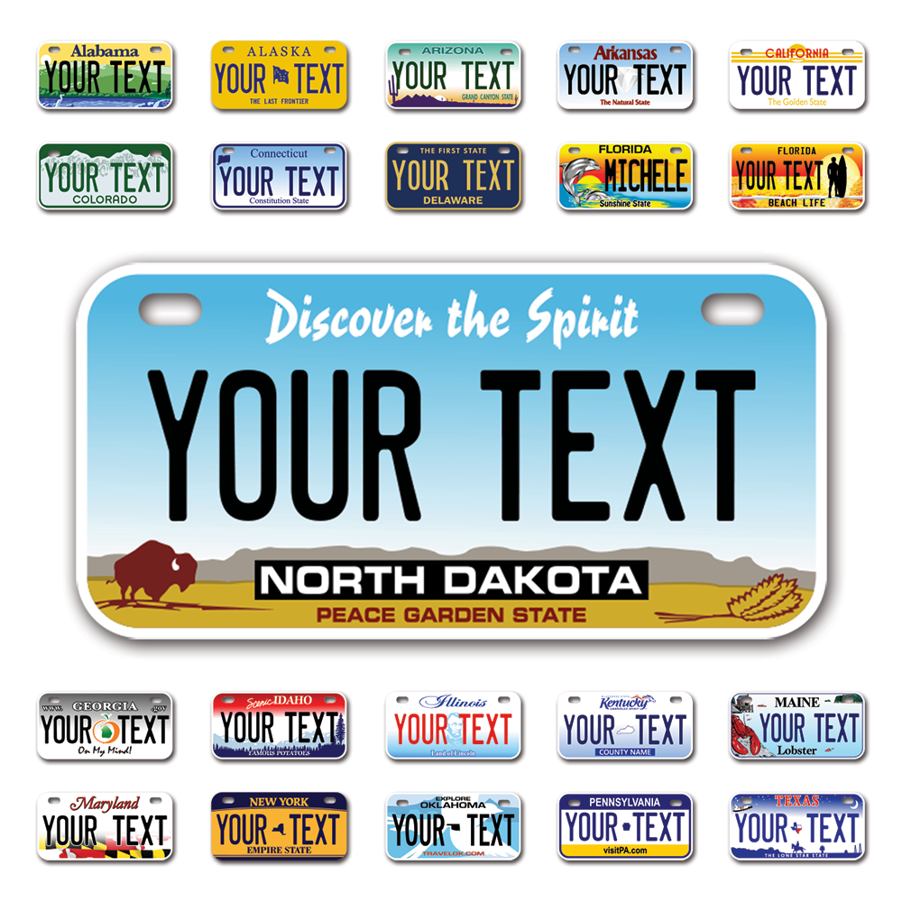 Personalize Bicycle License Plates from All 50 USA States - 6"x3" - Ideal for Bicycles, Tricycles, Wheelchairs, Toy Cars, Kids Cars and more