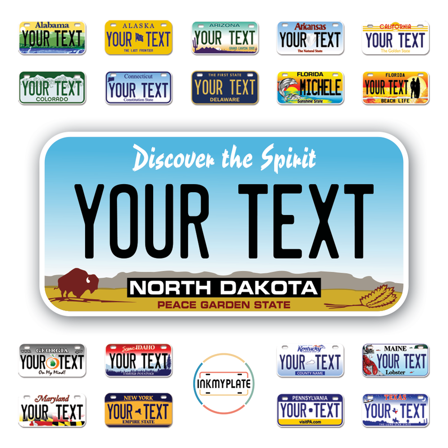 Personalize License Plates Vinyl Stickers From All 50 USA States - 6"x3" - Ideal for Toy Cars - Electric Kids Cars and more