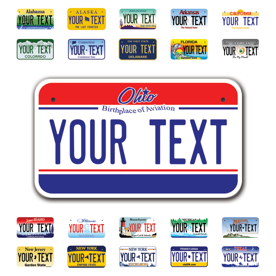 Personalize Motorcycle License Plates from All 50 USA States - 7"x4" - Ideal for Motorcycles, Mopeds, Wheelchairs, ATVs, Snowmobiles and more