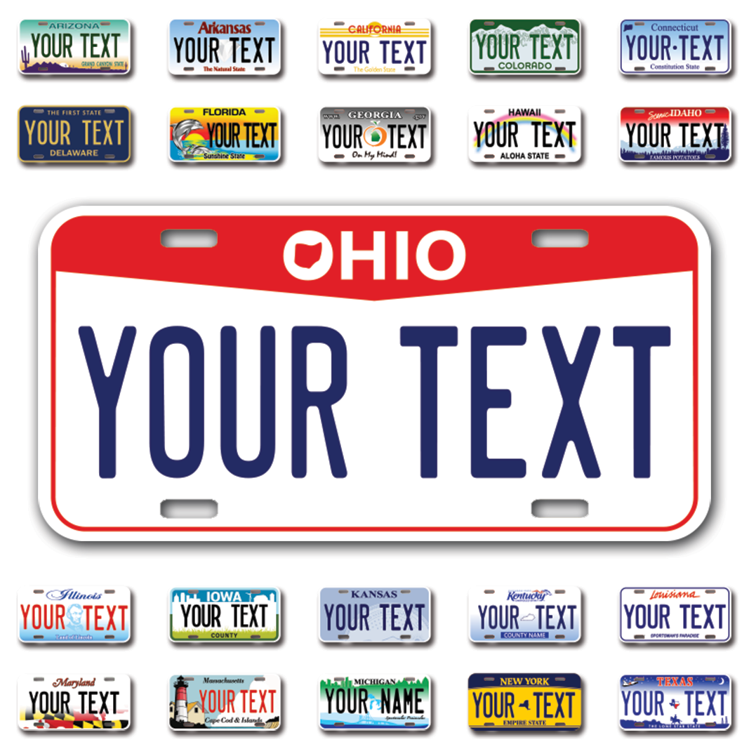 Personalize Car License Plates From All 50 USA States - 12"x6" - Ideal for Cars, Trucks and more