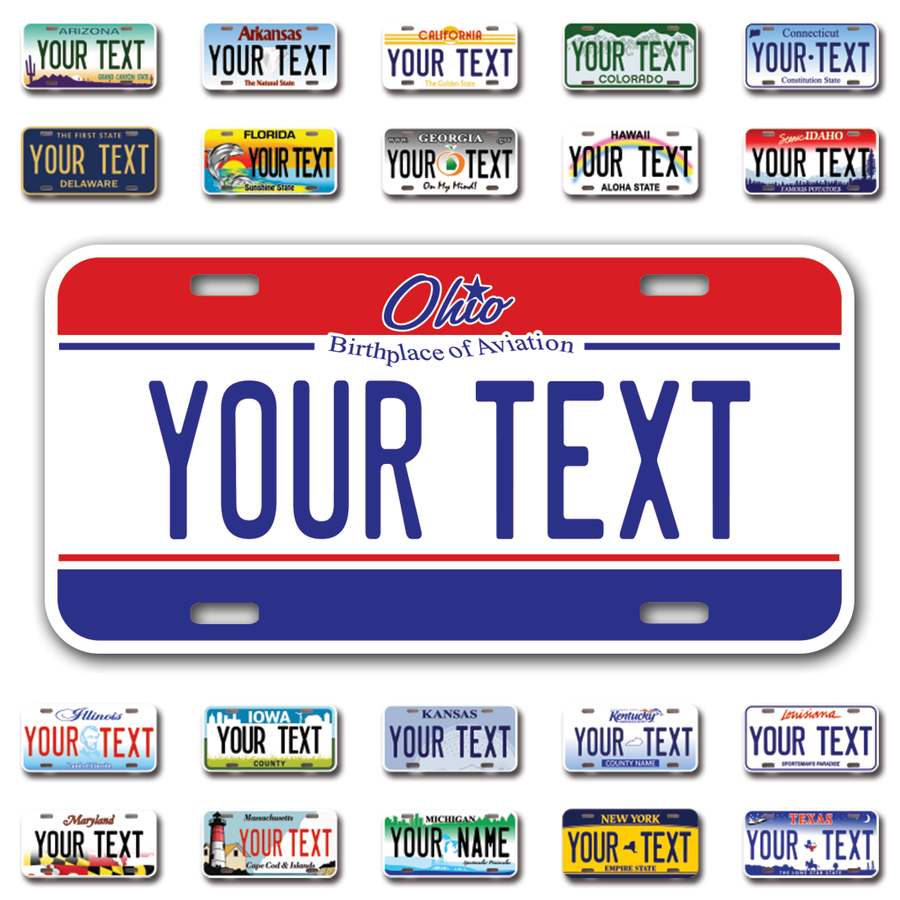 Personalize Car License Plates From All 50 USA States - 12"x6" - Ideal for Cars, Trucks and more