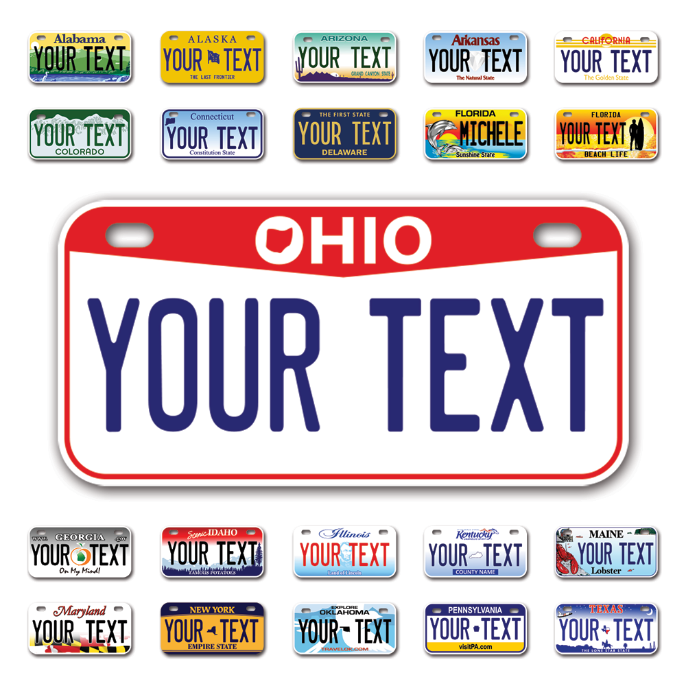 Personalize Bicycle License Plates from All 50 USA States - 6"x3" - Ideal for Bicycles, Tricycles, Wheelchairs, Toy Cars, Kids Cars and more