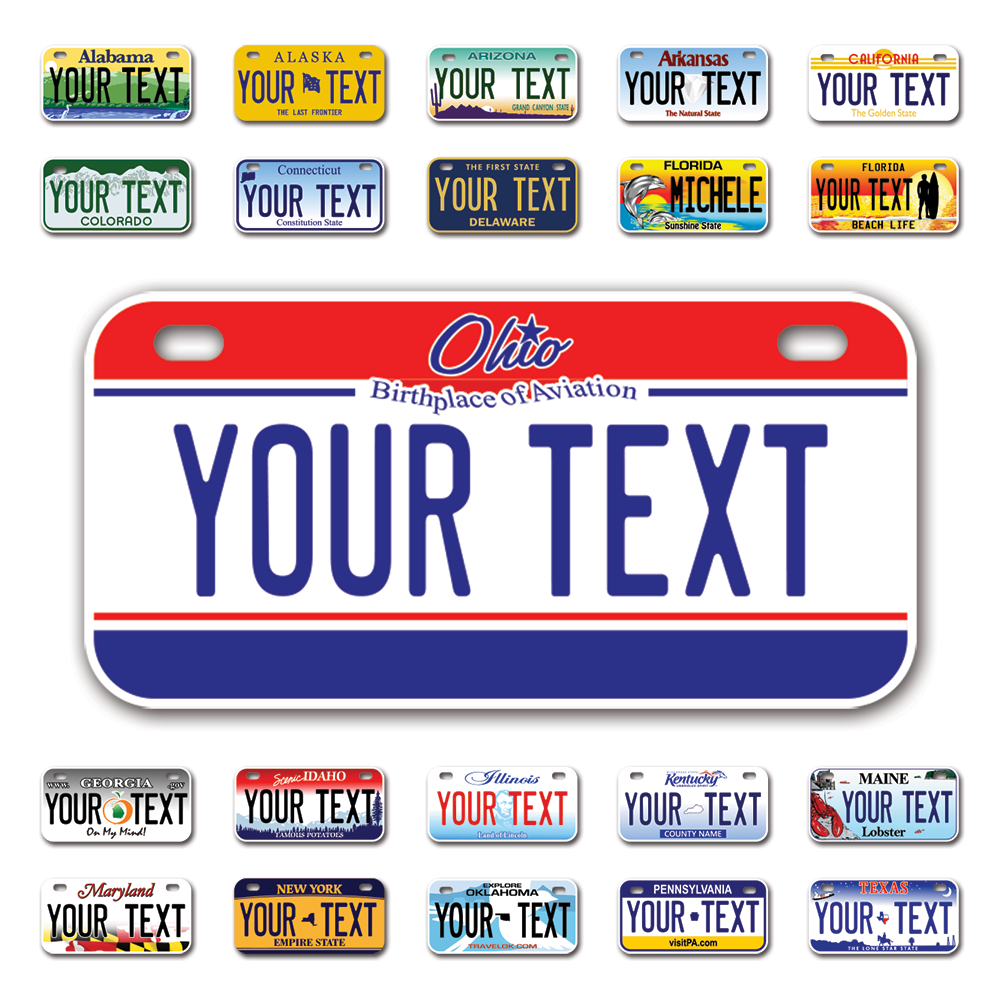 Personalize Bicycle License Plates from All 50 USA States - 6"x3" - Ideal for Bicycles, Tricycles, Wheelchairs, Toy Cars, Kids Cars and more