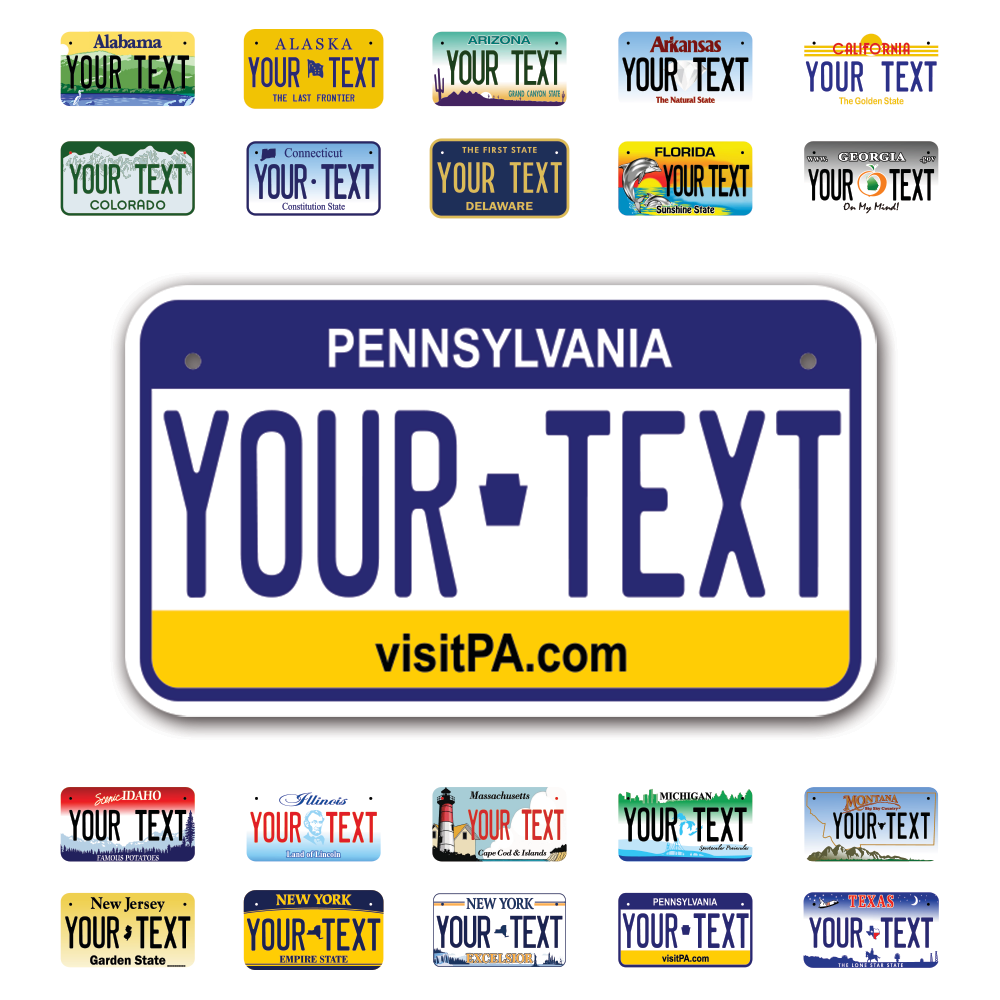 Personalize Motorcycle License Plates from All 50 USA States - 7"x4" - Ideal for Motorcycles, Mopeds, Wheelchairs, ATVs, Snowmobiles and more