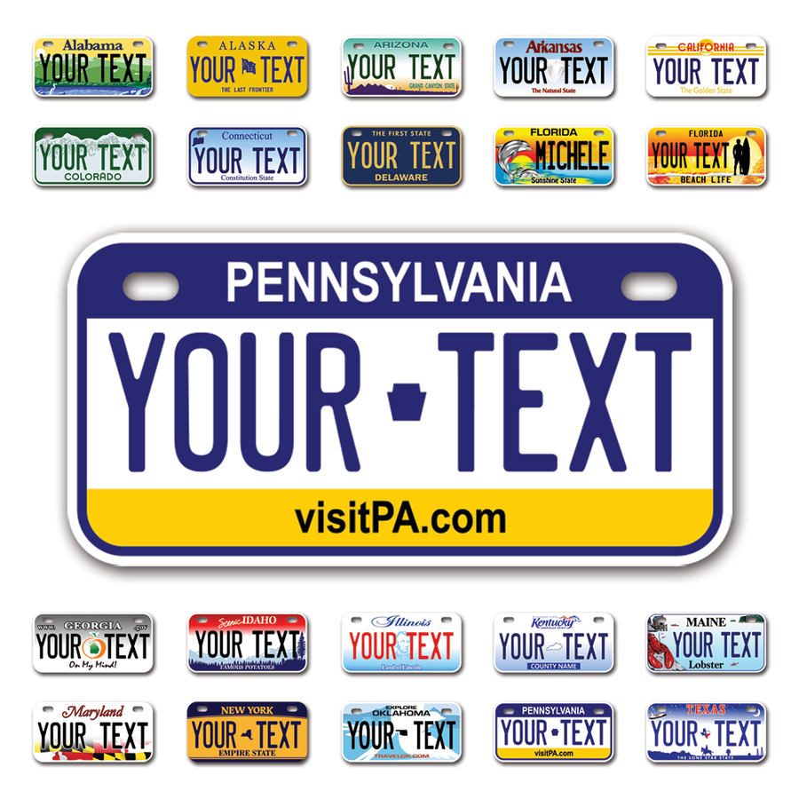 Personalize Bicycle License Plates from All 50 USA States - 6"x3" - Ideal for Bicycles, Tricycles, Wheelchairs, Toy Cars, Kids Cars and more