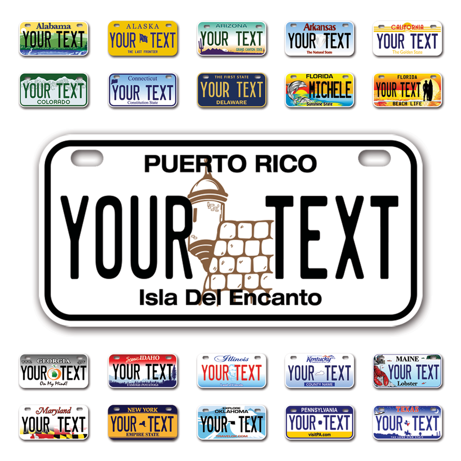 Personalize Bicycle License Plates from All 50 USA States - 6"x3" - Ideal for Bicycles, Tricycles, Wheelchairs, Toy Cars, Kids Cars and more