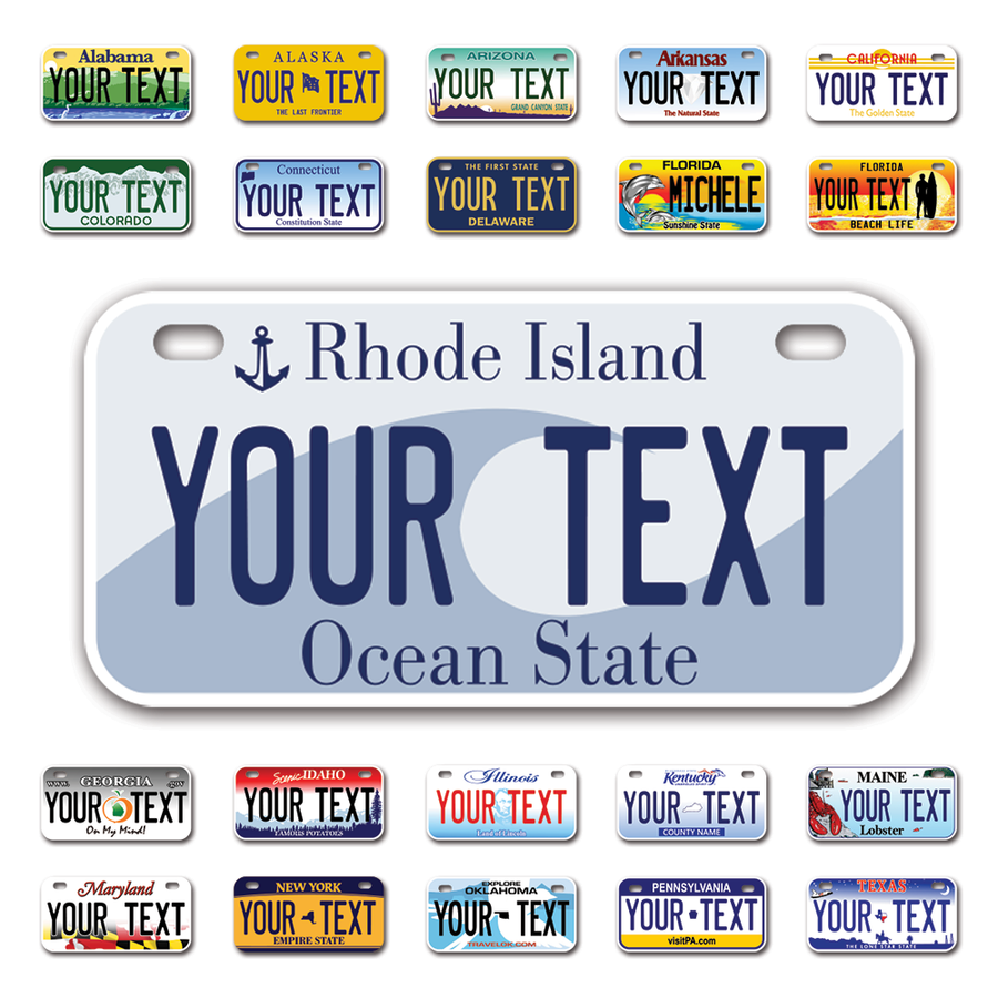 Personalize Bicycle License Plates from All 50 USA States - 6"x3" - Ideal for Bicycles, Tricycles, Wheelchairs, Toy Cars, Kids Cars and more