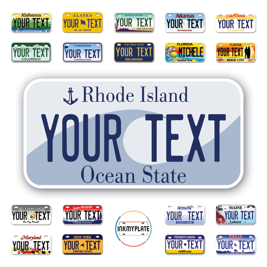 Personalize License Plates Vinyl Stickers From All 50 USA States - 6"x3" - Ideal for Toy Cars - Electric Kids Cars and more