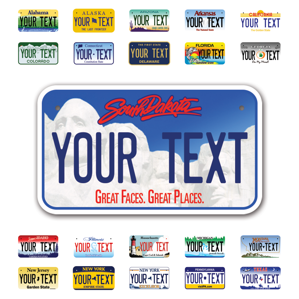 Personalize Motorcycle License Plates from All 50 USA States - 7"x4" - Ideal for Motorcycles, Mopeds, Wheelchairs, ATVs, Snowmobiles and more