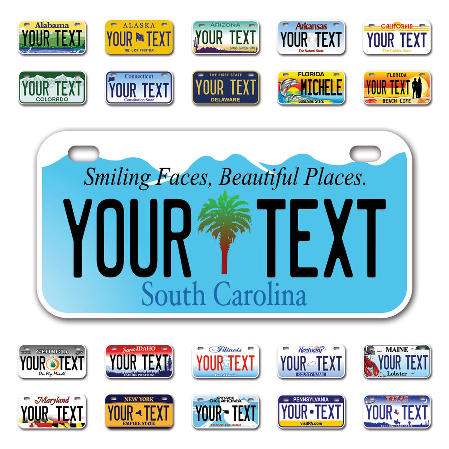 Personalize Bicycle License Plates from All 50 USA States - 6"x3" - Ideal for Bicycles, Tricycles, Wheelchairs, Toy Cars, Kids Cars and more