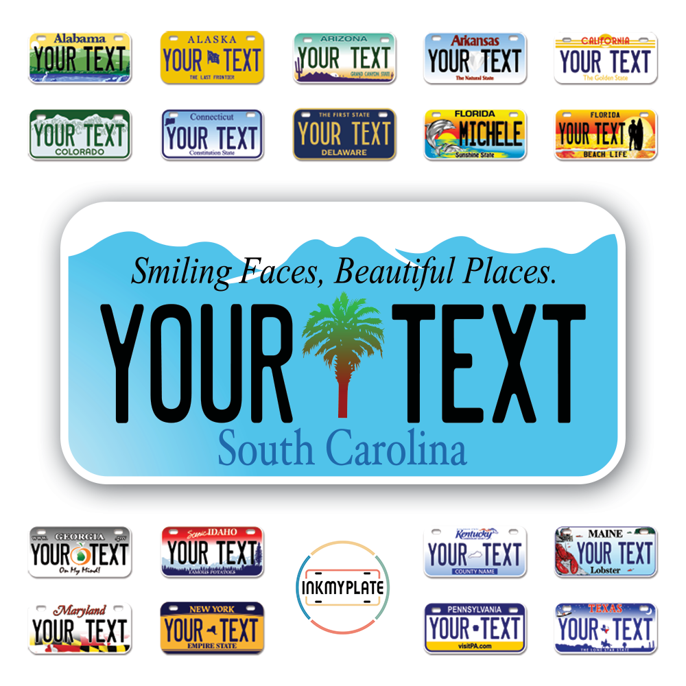 Personalize License Plates Vinyl Stickers From All 50 USA States - 6"x3" - Ideal for Toy Cars - Electric Kids Cars and more