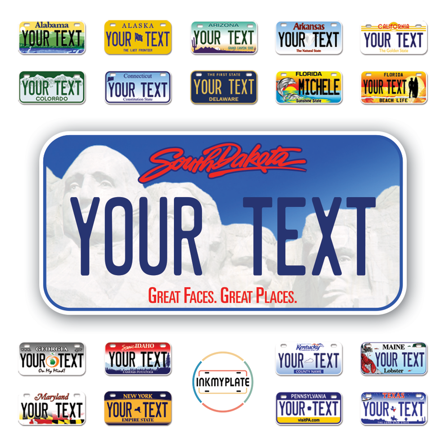 Personalize License Plates Vinyl Stickers From All 50 USA States - 6"x3" - Ideal for Toy Cars - Electric Kids Cars and more