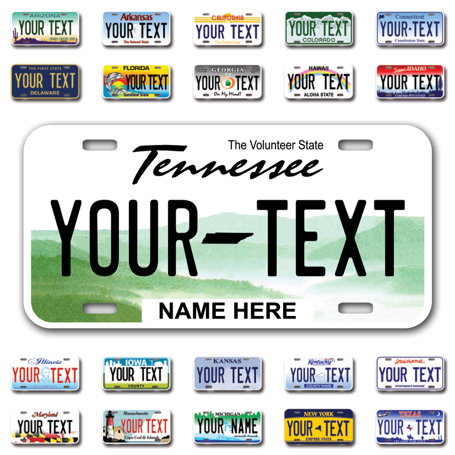 Personalize Car License Plates From All 50 USA States - 12"x6" - Ideal for Cars, Trucks and more