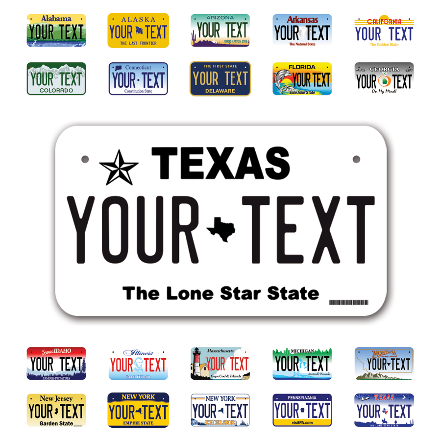 Personalize Motorcycle License Plates from All 50 USA States - 7"x4" - Ideal for Motorcycles, Mopeds, Wheelchairs, ATVs, Snowmobiles and more