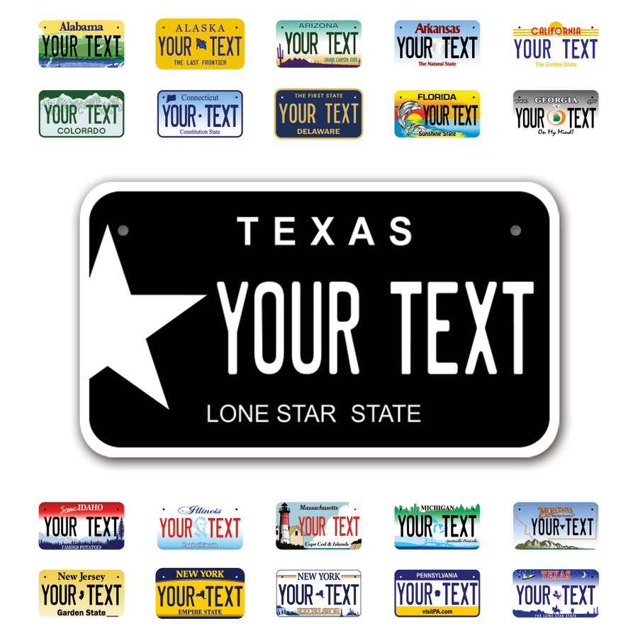 Personalize Motorcycle License Plates from All 50 USA States - 7"x4" - Ideal for Motorcycles, Mopeds, Wheelchairs, ATVs, Snowmobiles and more