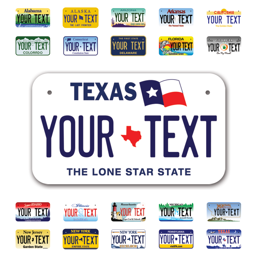 Personalize Motorcycle License Plates from All 50 USA States - 7"x4" - Ideal for Motorcycles, Mopeds, Wheelchairs, ATVs, Snowmobiles and more