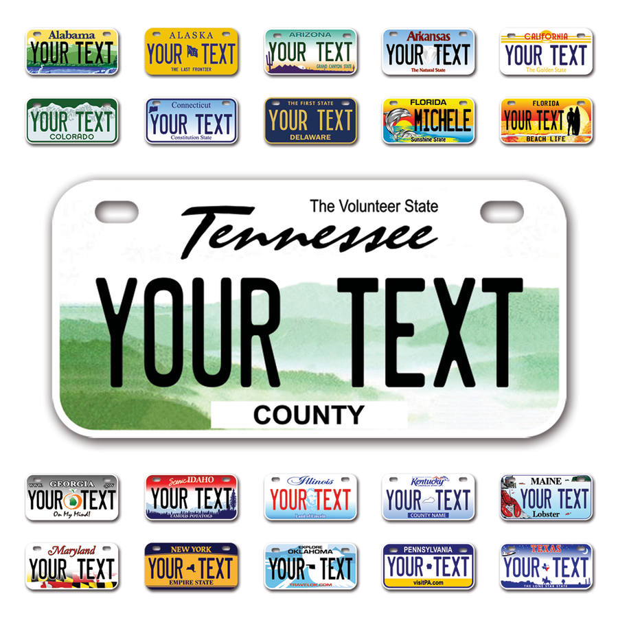 Personalize Bicycle License Plates from All 50 USA States - 6"x3" - Ideal for Bicycles, Tricycles, Wheelchairs, Toy Cars, Kids Cars and more