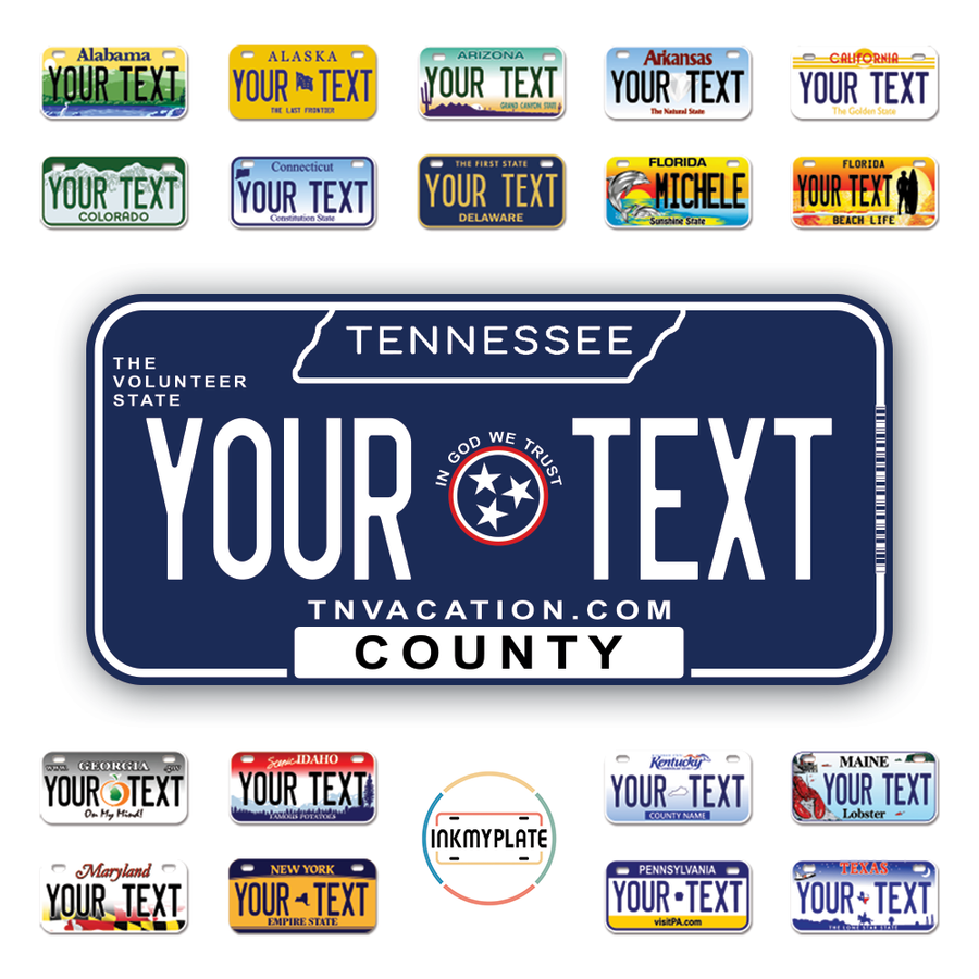 Personalize License Plates Vinyl Stickers From All 50 USA States - 6"x3" - Ideal for Toy Cars - Electric Kids Cars and more