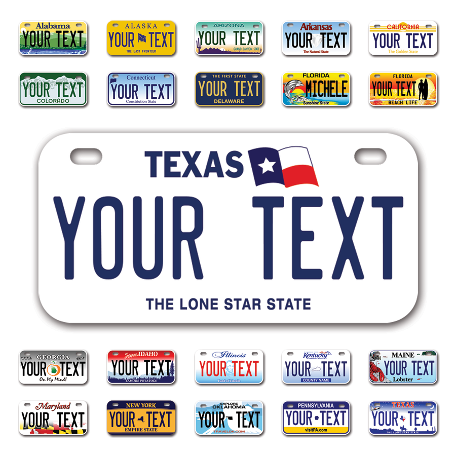 Personalize Bicycle License Plates from All 50 USA States - 6"x3" - Ideal for Bicycles, Tricycles, Wheelchairs, Toy Cars, Kids Cars and more