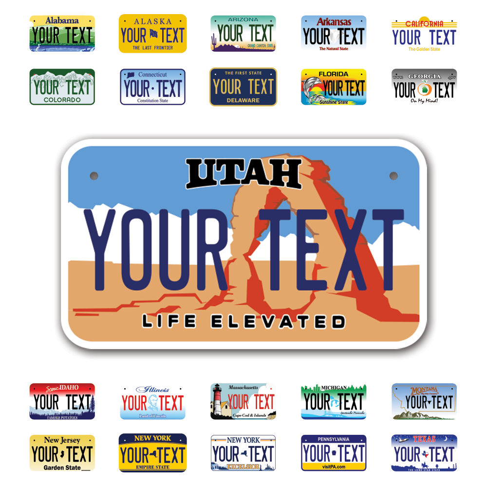 Personalize Motorcycle License Plates from All 50 USA States - 7"x4" - Ideal for Motorcycles, Mopeds, Wheelchairs, ATVs, Snowmobiles and more