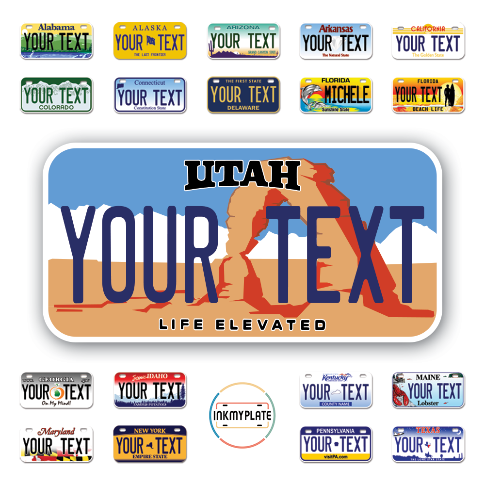 Personalize License Plates Vinyl Stickers From All 50 USA States - 6"x3" - Ideal for Toy Cars - Electric Kids Cars and more