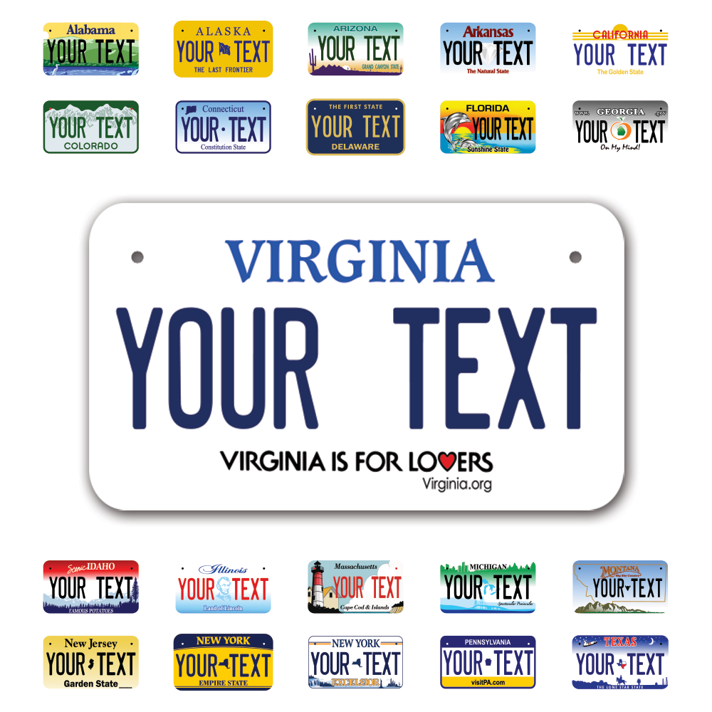 Personalize Motorcycle License Plates from All 50 USA States - 7"x4" - Ideal for Motorcycles, Mopeds, Wheelchairs, ATVs, Snowmobiles and more