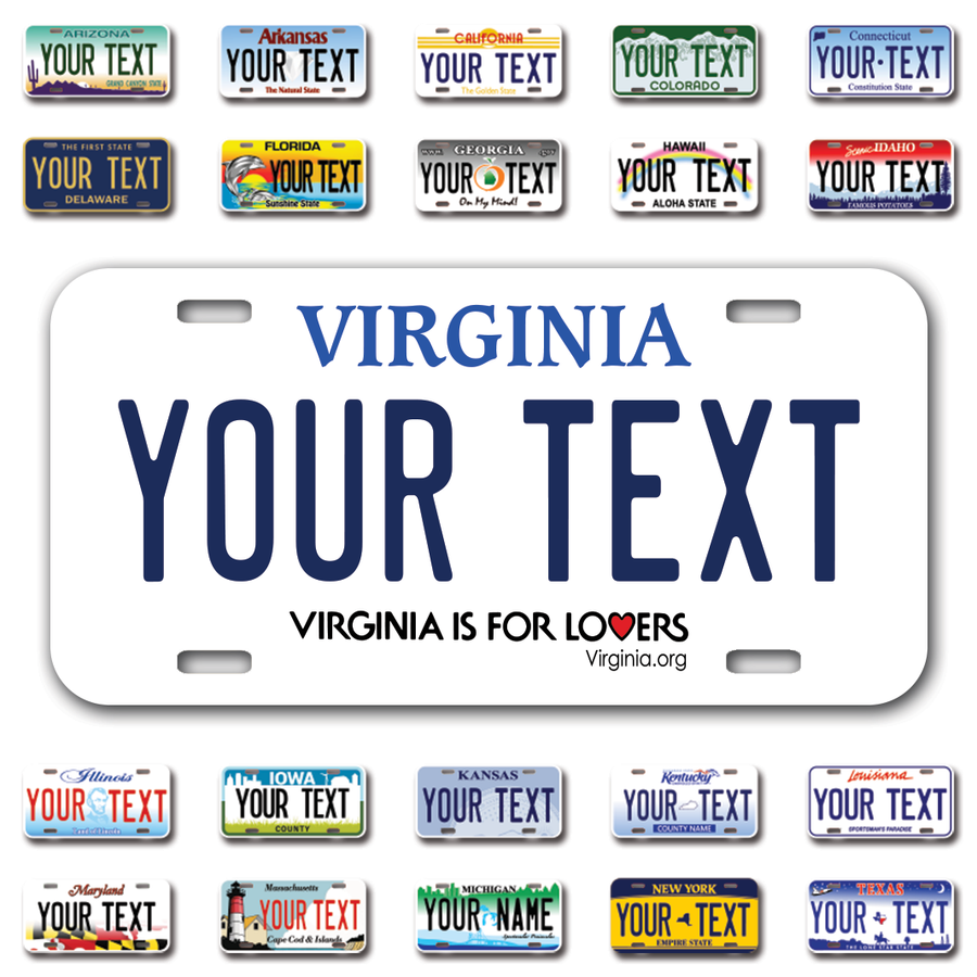 Personalize Car License Plates From All 50 USA States - 12"x6" - Ideal for Cars, Trucks and more