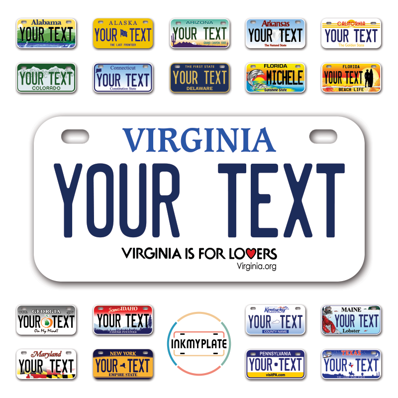 Personalize License Plates Vinyl Stickers From All 50 USA States - 6"x3" - Ideal for Toy Cars - Electric Kids Cars and more