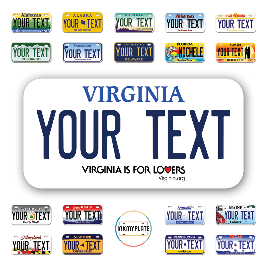 Personalize License Plates Vinyl Stickers From All 50 USA States - 6"x3" - Ideal for Toy Cars - Electric Kids Cars and more