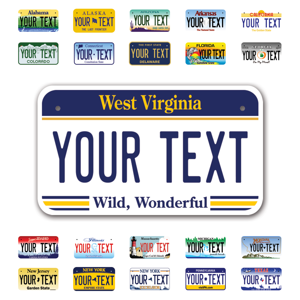 Personalize Motorcycle License Plates from All 50 USA States - 7"x4" - Ideal for Motorcycles, Mopeds, Wheelchairs, ATVs, Snowmobiles and more