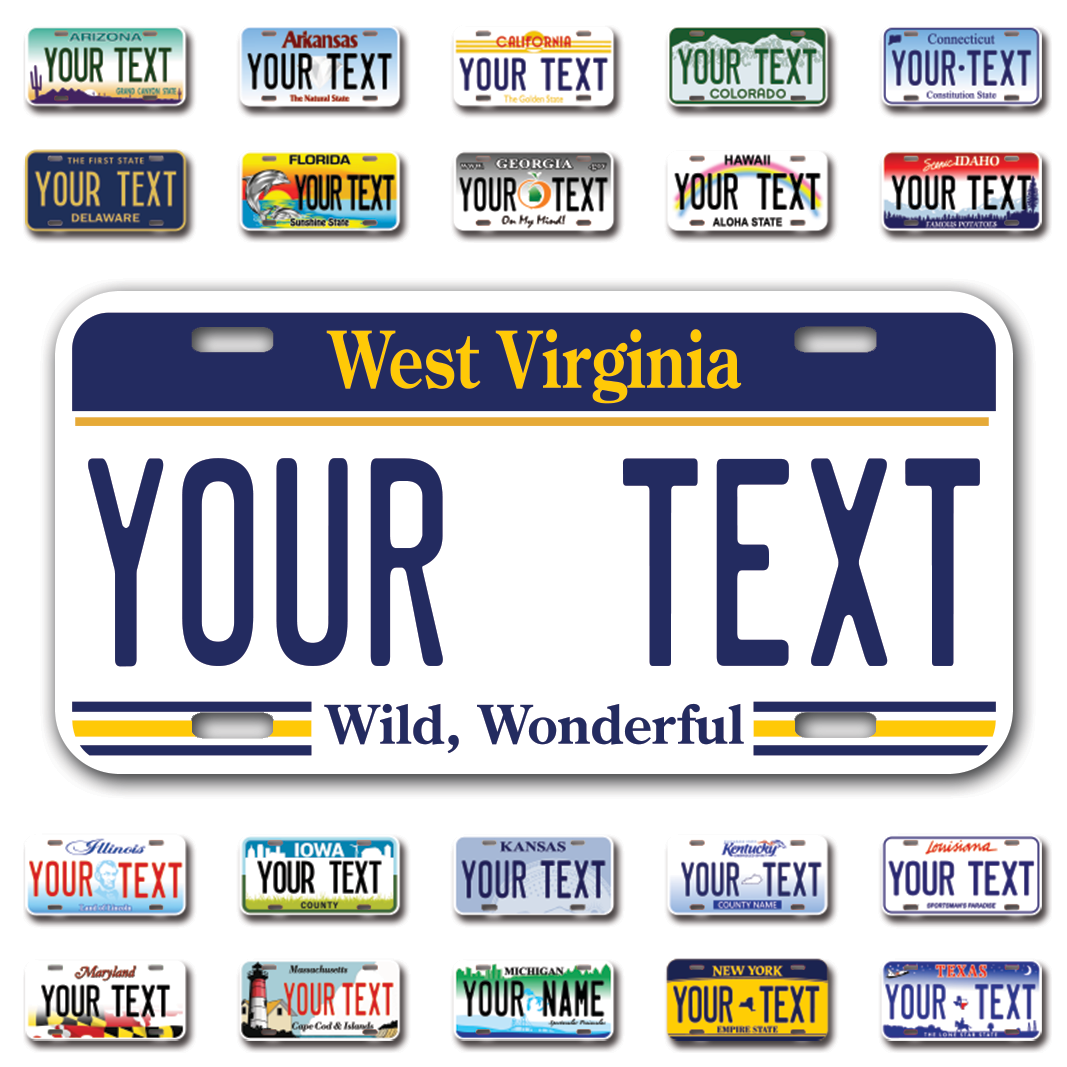 Personalize Car License Plates From All 50 USA States - 12"x6" - Ideal for Cars, Trucks and more