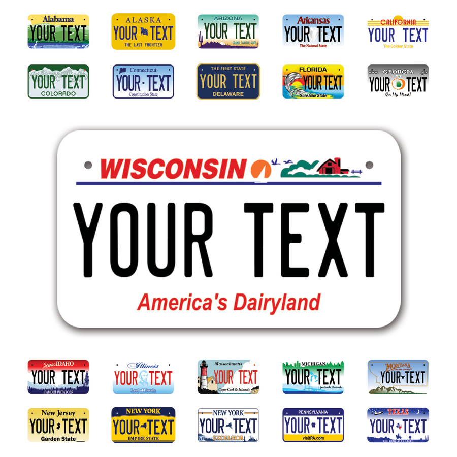 Personalize Motorcycle License Plates from All 50 USA States - 7"x4" - Ideal for Motorcycles, Mopeds, Wheelchairs, ATVs, Snowmobiles and more