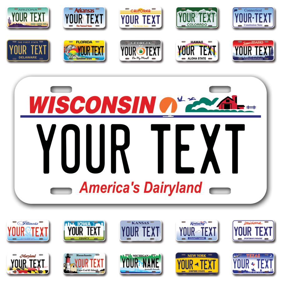 Personalize Car License Plates From All 50 USA States - 12"x6" - Ideal for Cars, Trucks and more